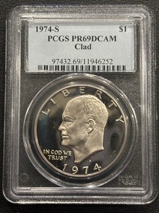 1974-S Eisenhower Dollar Clad Proof PCGS PR69 Deep Cameo