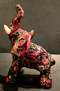 lot 125 image: Beautiful Vintage Porcelain Floral Multi Color Elephant Figurine 8 Tall