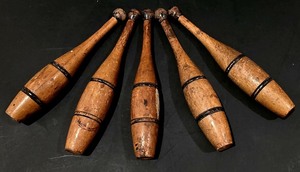 lot 77 image: Set of Five Antique Juggling Clubs