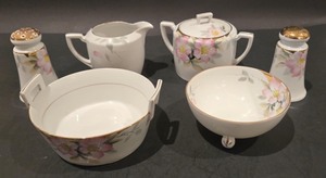 lot 70 image: Hand Painted Flowered China Dishes.