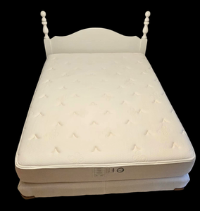 lot 11 image: Queen Size White Painted Wood Headboard & Frame