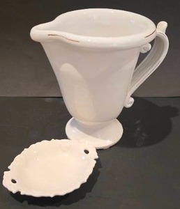 lot 39 image: Large White Decorative PitcherVase & Small Plate