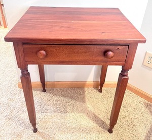 lot 2 image: Antique Wood One Drawer Nightstand Side Table
