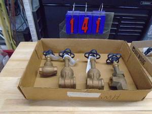 Qty of 3 1 � & 1 � brass valves. As shown.