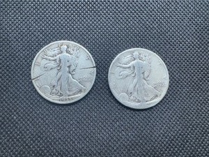 Two Walking Liberty Half Dollars