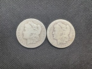 Two Morgan Dollars, 1882S and 1899O