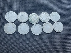 Ten Mixed Date V Nickels