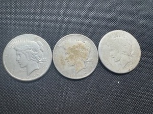 Three 1922 Peace Dollars