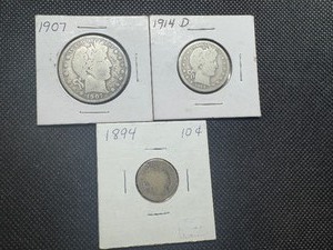 Barber Dime, Quarter, Half (3 Coins)