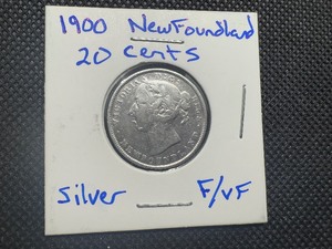1900 Newfoundland Silver 20 Cent Piece, FVF Condition