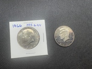 Two Uncirculated Kennedy Half Dollars, 1966 MS & 2002S Clad Proof