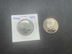 Two Uncirculated Kennedy Half Dollars, Near Perfect 1966 SMS & 2004S Clad Proof