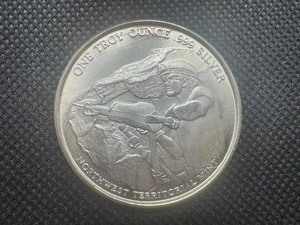BU NW Territorial Mint 1 OZ Prospector Round, Scarce .999 Silver