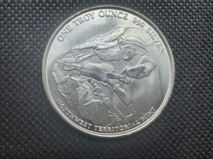 BU NW Territorial Mint 1 OZ Prospector Round, Scarce .999 Silver