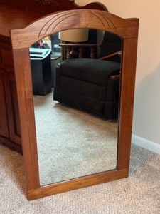 Vintage Wooden Framed Wall Mirror