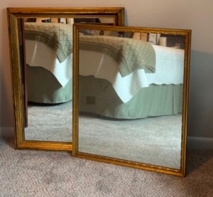 Two Vintage Gold Painted Wall Mirrors