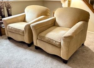 Pair of Neutral Colored Upholstered Armchairs