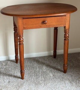 Antique Pine Accent Table with Drawer