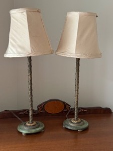 Pair of Antique Metal Vanity Lamps