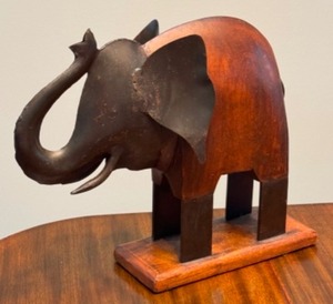 Pier One Decorative Wooden and Metal Elephant Figurine