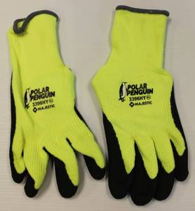 Majestic Polar Penguin Hi Vis Winter Gloves # 3396 HY, Size XL, Lot Of 6 Pairs