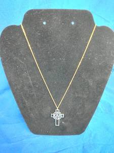 lot 208 image: Heights Jewelers Personalized 24K Gold-Plated Sterling Silver Holy Cross Monogram Necklace