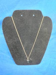 lot 220 image: 10K Gold Diamond-Accent Cross Pendant Necklace