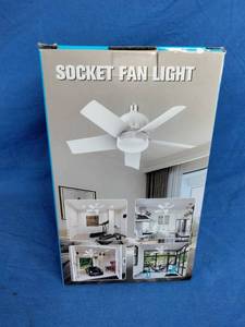 lot 188 image: New Socket Fan Light with Remote Control