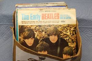 lot 21 image: Collection of 15 Vintage Vinyl Records Including The Early Beatles, Peter Paul and Mary, and More