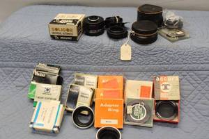 lot A-71 image: Collection of Vintage Cameras and Accessories Including Photo Adapters and Flashcubes