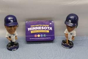 lot 109 image: Set of 2 New York Yankees Bobbleheads with Trivia Game