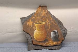 lot 119 image: Original Artwork Featuring Stone-carved Pottery Design by Patti Yancey