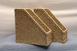 lot 191 image: Set of 2 Handwoven Natural Fiber Storage Baskets