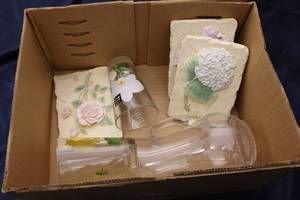 lot 234 image: Collection of Decorative Flower Wall Plaques and Glassware
