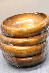 lot 257 image: Set of 4 Vintage Wooden Bowls with Natural Finish