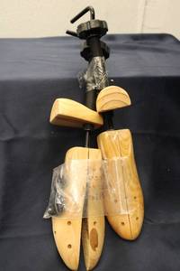 lot 293 image: Pair of Wooden Adjustable Shoe Trees with Black Parts