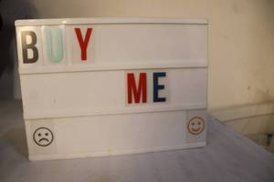 lot 323 image: Vintage Light Up Letter Board Sign with Extra Letters