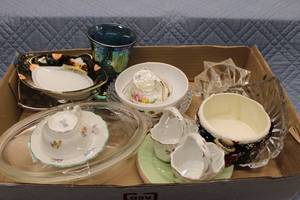 lot 346 image: Collection of Decorative Glass and Porcelain Dishware