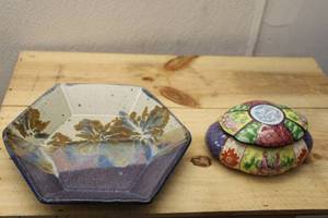 lot 348 image: Collection of Vintage Decorative Items Including Bowls, Figurines, and Vases