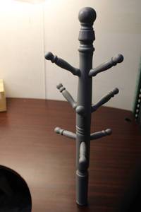 lot 356 image: Set of 2 Gray Wooden Coat Racks - Stand and Tree Style