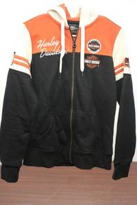 lot A-374 image: Harley-Davidson Womens Long-sleeved Zip-Up Hoodie with Logo Design