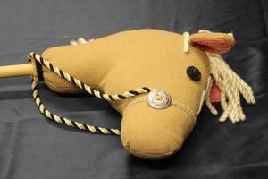 lot 60 image: Vintage Plush Hobby Horse with Wooden Stick