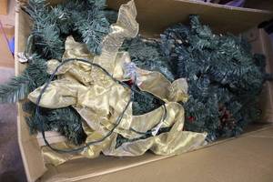 lot 65 image: Holiday Decorative Garlands with Pine Cones and Ribbon Accents
