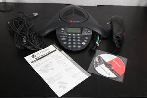 lot 200 image: Polycom SoundStation 2 Conference Phone with Accessories and Manual