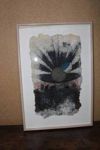 lot 332 image: Framed Abstract Art Piece with Textured Elements