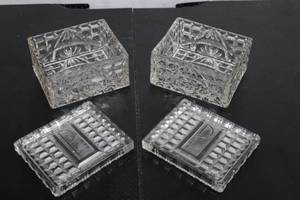 lot 383 image: Set of 2 Vintage Cut Glass Trinket Boxes with Lids