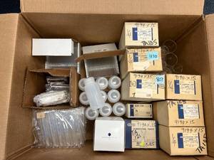 lot 6 image: ASSORTED BOX LOT - Pipets, Bottles, Test Tubes, Connectors, Jars Combustion Boats, $350 Dollar Retail Value