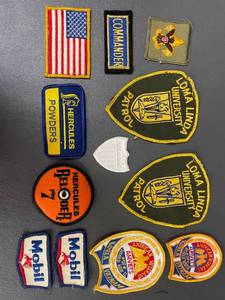 lot 190 image: Vintage Collection of Loma Linda, Mobil, and AMVETS Decorative Patches Lot