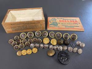 lot 194 image: Vintage Military Button Collection with American Legion and Decorative Styles