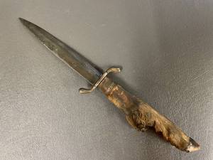 lot 321 image: Vintage ZAK Czechoslovakia Knife with Stag Hoof Handle
